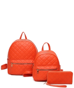 3in1 Quilted Classic Backpack Set LF402T3 ORANGE